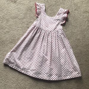 Girls red/ white dot flutter Pink Chicken dress